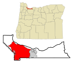 Multnomah County Oregon Incorporated and Unincorporated areas Portland Highlighted